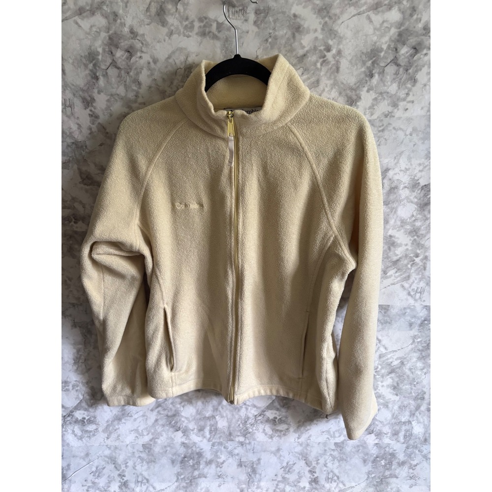 Columbia Women's‎ Fleece Jacket Full Zip Yellow Mock Neck Long Sleeve Size L